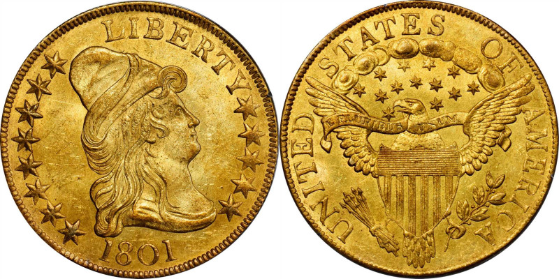 1801 Capped Bust Right Eagle. BD-2, Taraszka-25. Rarity-2. MS-61 (PCGS). CAC. OG...