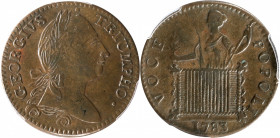1783 Washington Georgius Triumpho Token. Musante GW-54, Baker-7, W-10100. AU-55 (PCGS).

Very pleasing glossy olive-brown surfaces. One small green ...