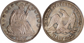 1860 Liberty Seated Half Dollar. Type I Reverse. WB-101. MS-62 (PCGS).

This is the scarcer reverse hub type of this lower mintage entry in the No M...