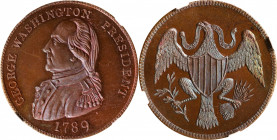 "1789" (ca. 1863) Washington Large Eagle Cent. Robinson Fantasy. Musante GW-16, Baker-14, Kenney-7, W-15270. Copper. MS-67 BN (NGC).

Virtually pris...