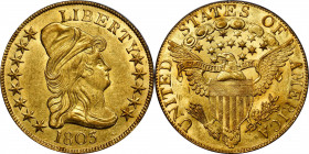 1803 Capped Bust Right Eagle. BD-5, Taraszka-30. Rarity-4+. Large Reverse Stars, Extra Star. MS-60 (PCGS). OGH--First Generation.

A highly desirabl...