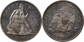 1861 Liberty Seated Half Dollar. Proof-64 (PCGS). CAC.

This attractive half dollar is lightly toned in iridescent silver-lilac, powder blue and oli...