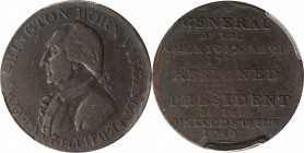 "1789" (ca. 1792) Washington Born Virginia Copper. Legend Reverse. Musante GW-33, Baker-60, W-10730. Rarity-5+. Second Reverse. Copper. Plain Edge. VF...