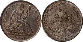 1861-O Liberty Seated Half Dollar. State of Louisiana Issue. WB-08. Rarity-2. MS-63 (PCGS). CAC.

Softly frosted luster blends with warm pearl-gray ...