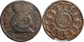 1787 Fugio Cent. Pointed Rays. Newman 1-B, W-6600. Rarity-4. Obverse Cross After Date, No Cinquefoils, UNITED STATES. VF-20 (PCGS).

A pleasing mid-...
