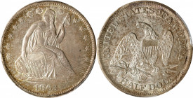 1863-S Liberty Seated Half Dollar. WB-4. Rarity-3. Late Die State. Small Broken S. MS-62 (PCGS). CAC.

This warmly and attractively toned example ex...