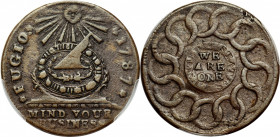 1787 Fugio Cent. Club Rays. Newman 5-HH, W-6645. Rarity-7+. Concave Ends, FUGIO, UNITED STATES. VF-30 (PCGS).

Perhaps a once in a lifetime bidding ...