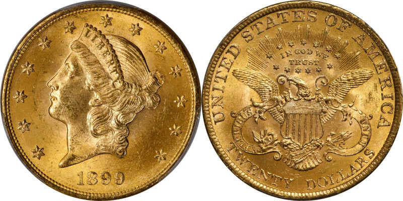 1899 Liberty Head Double Eagle. MS-65+ (PCGS).

An outstanding condition rarit...