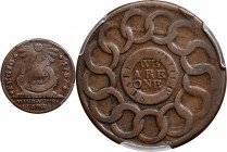 1787 Fugio Cent. Pointed Rays. Newman 12-M, W-6800. Rarity-3. STATES UNITED, 4 Cinquefoils. Fine-15 (PCGS).

Choice light brown. Nicely centered on ...