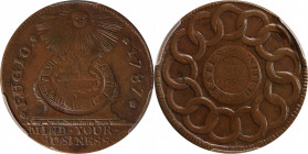 1787 Fugio Cent. Pointed Rays. Newman 13-R, W-6850. Rarity-4. STATES UNITED, 4 Cinquefoils. AU-53 (PCGS).

A particularly impressive example of this...
