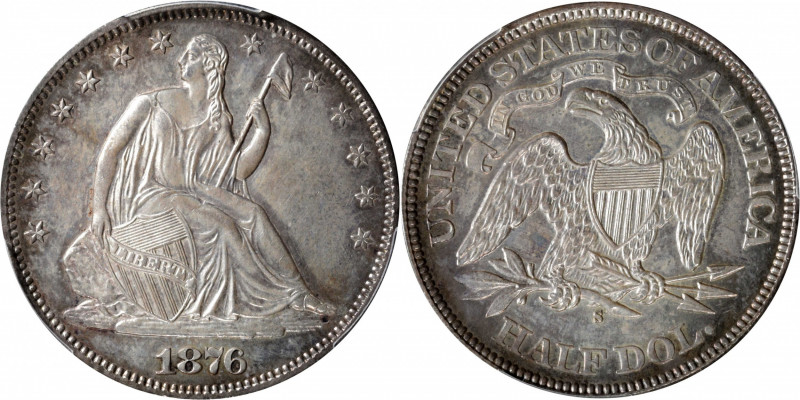 1876-S Liberty Seated Half Dollar. Type I Reverse. WB-26. Rarity-4. Very Small S...