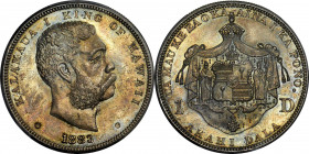 1883 Hawaii Dollar. Medcalf-Russell 2CS-5. MS-64 (PCGS).

This 1883 Hawaii dollar offers phenomenal quality and eye appeal. Lustrous, frosty surface...