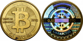 2013 Casascius 0.5 Bitcoin (BTC). Brass. Loaded (Unredeemed). Firstbits 124z8Liq. Series 2. 25.4 mm. MS64 (PCGS).

A particularly desirable 2013 Cas...