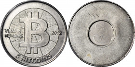 2012 Casascius "Bitnickel" 5 Bitcoin (BTC). Nickel Plated Brass. Unfunded (Unloaded). Series 1 and Series 2 Type. 28.5 mm. MS-65 (PCGS).

An excitin...