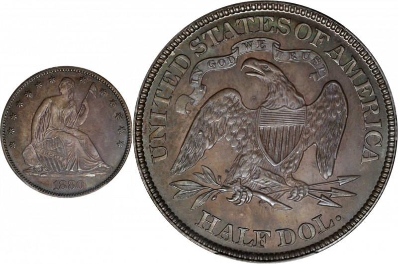 1880 Liberty Seated Half Dollar. WB-102. Type II Reverse. Proof-65 (PCGS).

A ...