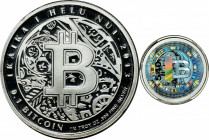 2013 Lealana 0.1 Bitcoin (BTC). Silver. Loaded (Unredeemed). Firstbits 1BTCLNqB. Serial No. 540. Black Address, Serialized. 25 mm. Proof-70 Deep Cameo...