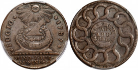 1787 Fugio Cent. Pointed Rays. Newman 15-V, W-6910. Rarity-5. STATES UNITED, 4 Cinquefoils. EF-40 (PCGS).

A lovely piece with choice, original, lig...
