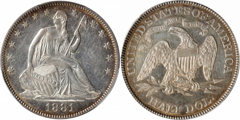 1881 Liberty Seated Half Dollar. WB-102. Type II Reverse. AU Details--Cleaned (P...