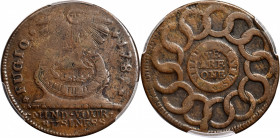 1787 Fugio Cent. Pointed Rays. Newman 16-H, W-6920. Rarity-5-. UNITED STATES, 4 Cinquefoils. VF-20 (PCGS).

148.0 grains. Decent light brown surface...