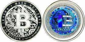 2013 Lealana 0.25 Bitcoin (BTC). Silver. Loaded (Unredeemed). Firstbits 1BTC3iHv. Serial No. 24. Black Address, Serialized. 30 mm. Proof-69 Deep Cameo...