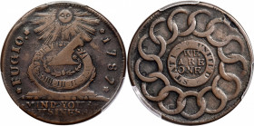 1787 Fugio Cent. Pointed Rays. Newman 19-M, W-6970. Rarity-5+. STATES UNITED, 4 Cinquefoils. VF-20 (PCGS).

156.0 grains. A refreshingly wholesome a...