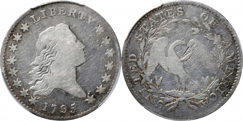 1795 Flowing Hair Half Dollar. O-119, T-1. Rarity-3. Two Leaves. VG-8 (PCGS).
...