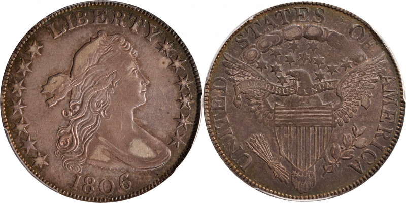 1806 Draped Bust Half Dollar. O-105, T-5. Rarity-2. Knobbed 6, Small Stars. AU-5...