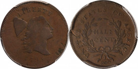 1795 Liberty Cap Half Cent. C-6b. Rarity-6. Plain Edge, No Pole. Thick Planchet. VF-20 (PCGS). CAC.

Although not an official Condition Census, reco...