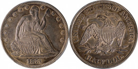 1873-CC Liberty Seated Half Dollar. No Arrows. WB-1. Rarity-3. EF-45 (PCGS).

A boldly toned, generally steel-olive example that reveals vivid under...