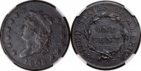 1808 Classic Head Cent. S-278. Rarity-3. AU Details--Environmental Damage (NGC).

The premier issue in the brief and conditionally challenged Classi...