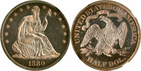 1880 Liberty Seated Half Dollar. WB-102. Type II Reverse. Proof-66 Cameo (NGC).

The toning is exquisite with a blend of deep purple and antique-gol...