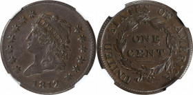 1812 Classic Head Cent. S-291. Rarity-2. Small Date. EF-45 BN (NGC).

Glossy deep copper surfaces are uncommonly smooth and well defined in a surviv...