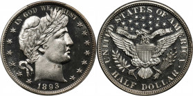 1893 Barber Half Dollar. Proof-64 Cameo (PCGS). CAC.

A second-year Barber specimen that has smooth eye appeal and almost Deep Cameo contrast. Brill...