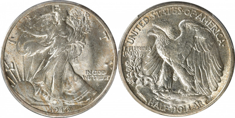 1916-S Walking Liberty Half Dollar. MS-64 (PCGS).

Boldly to sharply struck, t...