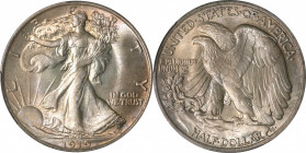 1919 Walking Liberty Half Dollar. MS-64 (PCGS). CAC.

Handsomely toned in a blend of pearl-gray, champagne-apricot, pale pink and powder blue. Lustr...