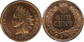 1871 Indian Cent. Proof-66 RD (PCGS).

Bright golden-orange with frosty motifs and mirror fields. A classic rarity in Mint State, with attractive Ge...