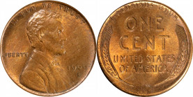1909-S Lincoln Cent. V.D.B. MS-64 RB (PCGS).

Plenty of vivid mint orange color remains to surfaces that also sport light toning in iridescent olive...