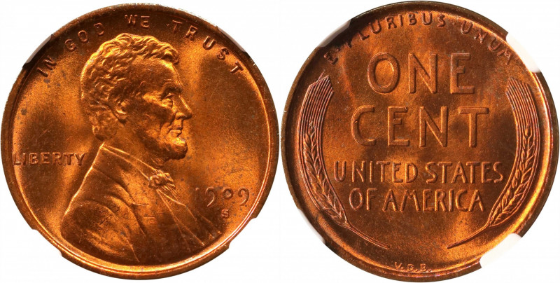 1909-S Lincoln Cent. V.D.B. MS-64 RB (NGC).

Handsome problem-free surfaces ex...