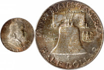 1954-D Franklin Half Dollar. MS-66+ FBL (PCGS). CAC.

Iridescent pinkish-copper, golden-olive and sea-green toning blends with frosty mint luster. A...