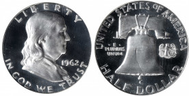 1962 Franklin Half Dollar. Proof-69 Ultra Cameo (NGC).

With strong field to device contrast, virtually pristine surfaces and eye appeal to spare, t...