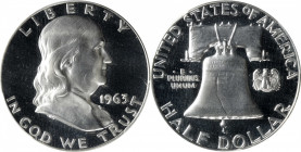 1963 Franklin Half Dollar. Proof-69 Deep Cameo (PCGS).

Among the finest certified for this final year Franklin half dollar issue, this is a truly o...