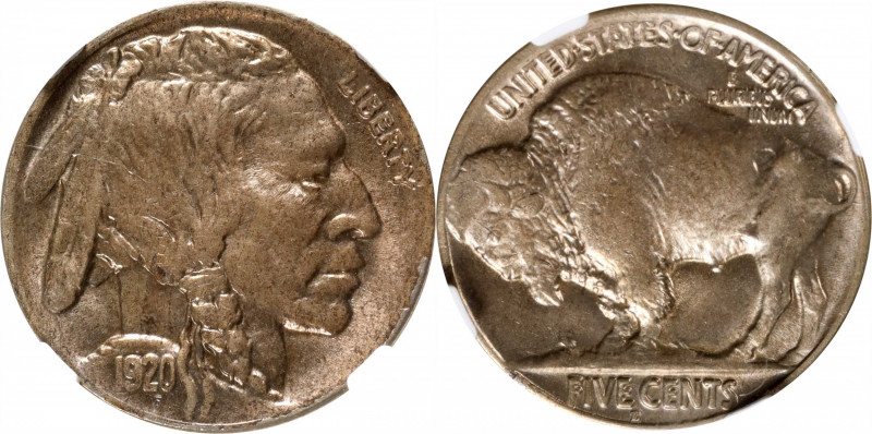 1920-D Buffalo Nickel. MS-64 (NGC).

Smartly impressed surfaces are sharply to...