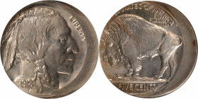 1918-D Buffalo Nickel--Struck 15% Off Center--MS-64 (NGC).

Struck off center to 9 o'clock, this golden-tinged example shows a full date and crisp D...