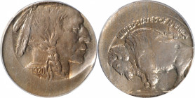 1920 Buffalo Nickel--Struck 25% Off Center--MS-64 (PCGS).

A dramatic major Mint error on an early date Buffalo nickel. The impression is off center...
