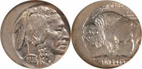 1935 Buffalo Nickel--Struck 20% Off Center @ 3 O'Clock--MS-64 (NGC).

Fully defined and lustrous, where struck, with charming toning in light golden...