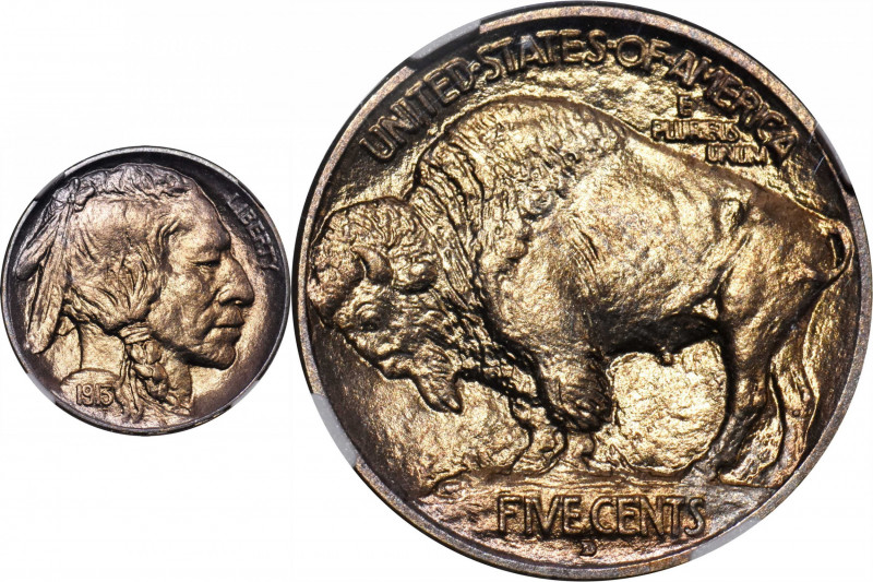 1913-D Buffalo Nickel. Type I. MS-67 (NGC). CAC.

Lovely warm gold with purple...