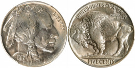 1917 Buffalo Nickel. MS-66+ (PCGS). CAC.

This essentially untoned Gem is bright with just a hint of golden color on parts of the obverse. Remarkabl...