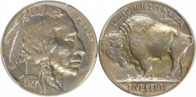 1927-S Buffalo Nickel. MS-63 (PCGS).

This is an attractive and original example displaying lemon-golden hues in a somewhat irregular fashion on eac...
