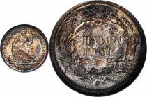 1868-S Liberty Seated Half Dime. MS-65 (NGC). OH.

A lovely example in an exceptionally high grade, this 1868-S is well struck, patterned with mottl...