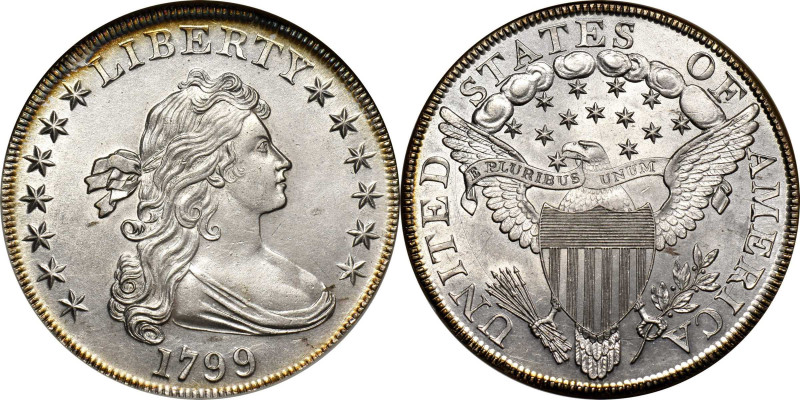 1799 Draped Bust Silver Dollar. BB-163, B-10. Rarity-2. MS-63 (NGC). OH.

This...